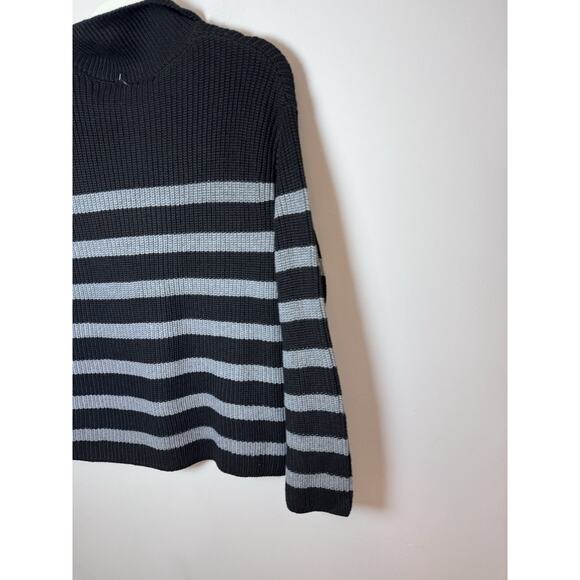 English Factory STRIPED HALF-ZIP SWEATER Grey/black Womens Sz XS NEW - Picture 14 of 15